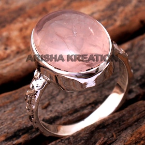 Elegant Rose Quartz Oval Shape Gemstone Ring For Black Friday Sale - 925 Sterling Silver Handmade Designer Ring Jewelry US Size 7.5 - ar6046