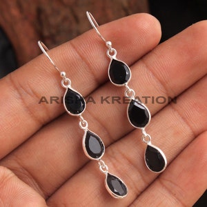 Designer Black Onyx Sterling Silver Overlay 8 Grams Earring 1.75 Handmade Jewelry