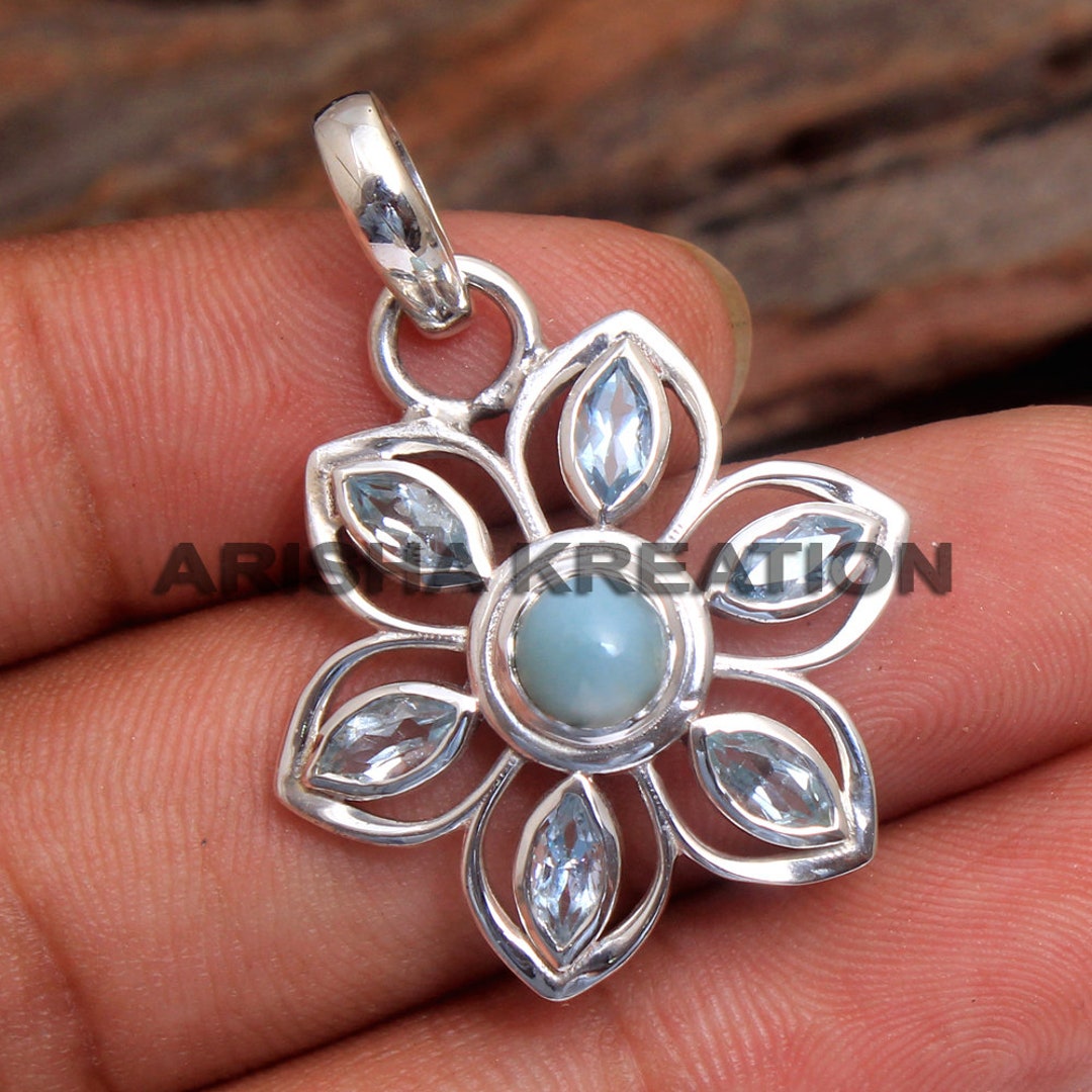❤larimar❤ Natural Blue Larimar Faceted Cube Dice Pendant 8mm 10mm 12mm