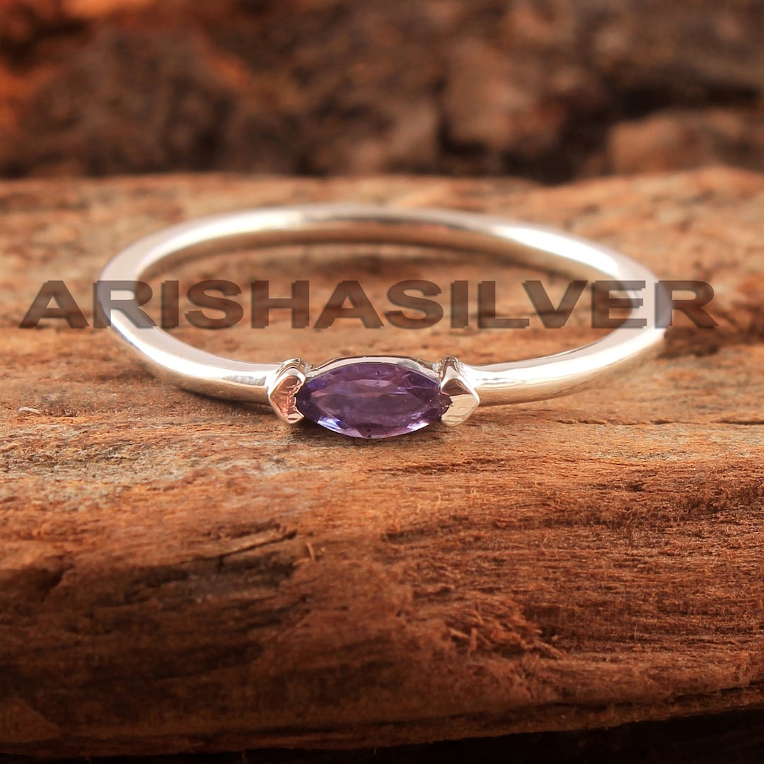Handmade Sterling Silver Iolite Ring, Stacking Band - Etsy