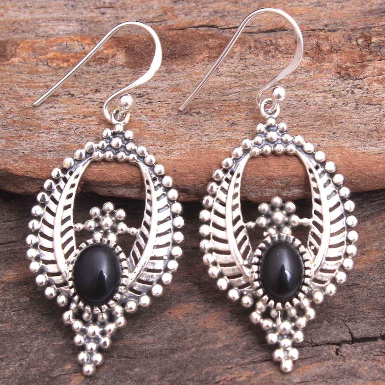 Elegant Black Onyx Gemstone Pretty Dangle Earring 925 Sterling Silver Handmade Women Drop /& Dangle Earrings Jewelry Length 1.8-ae3365