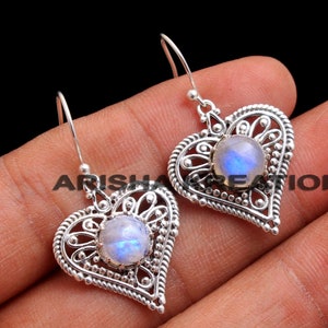 Rainbow Moonstone Earrings, 925 Silver Earrings, Designer Earrings, Boho Earrings, Gift For Her, Gemstone Earrings