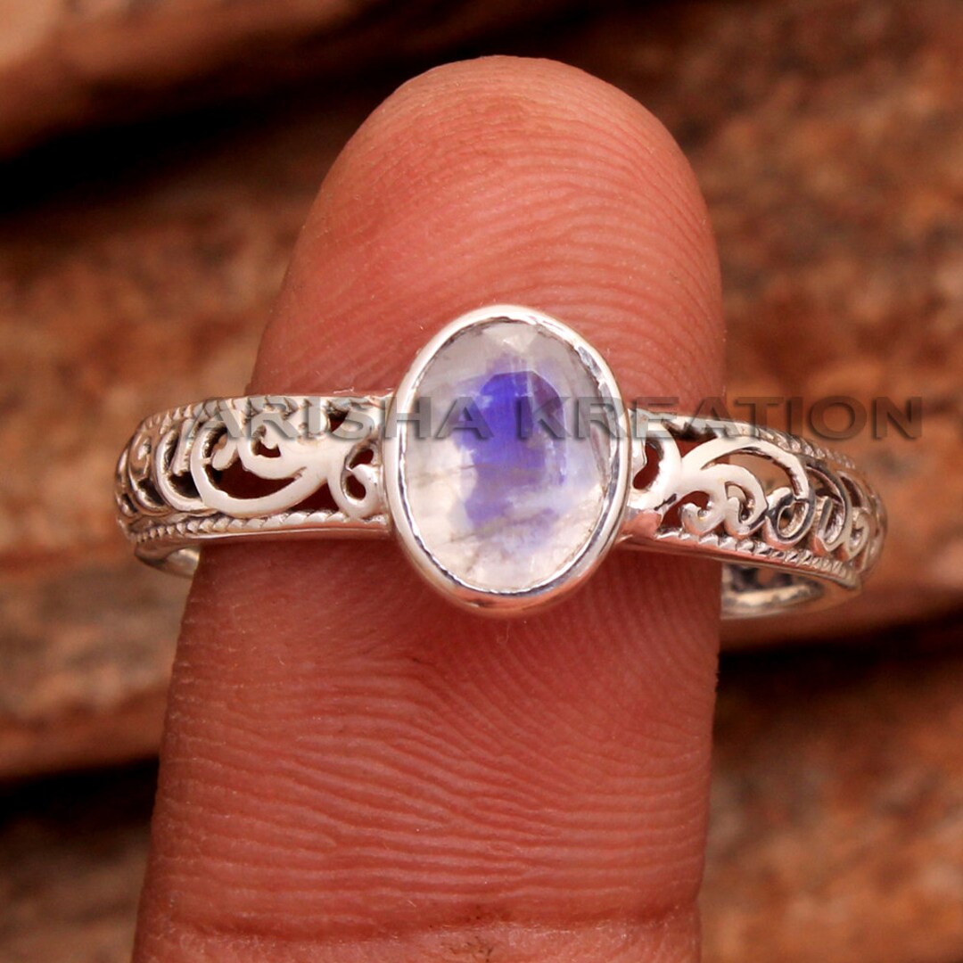 Handmade Sterling Silver Moonstone Ring, Multi Gemstone Design - Etsy