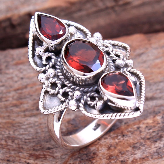 Statement garnet ring deals