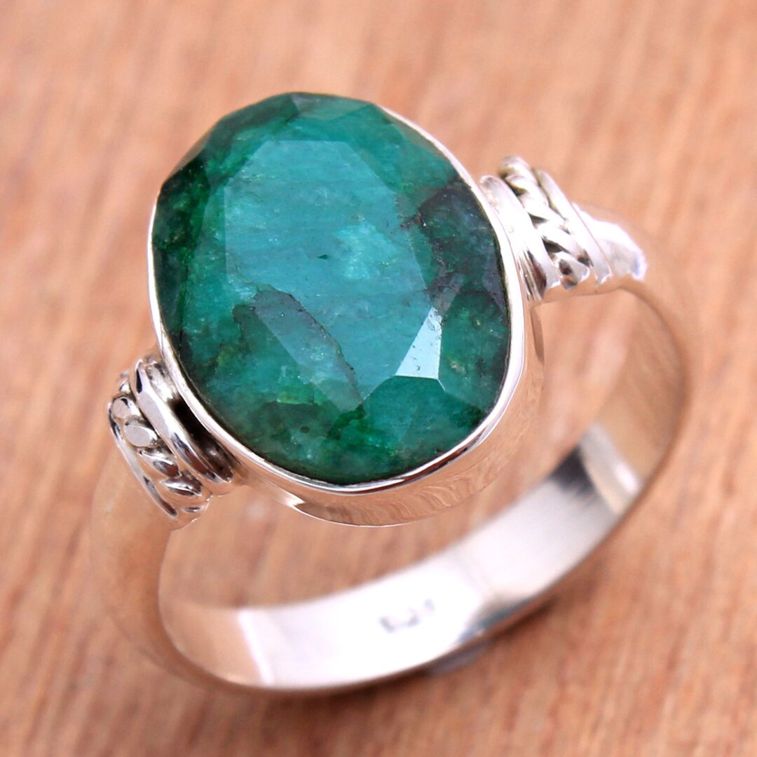 5.48 Carat Genuine Emerald .925 Sterling Silver Ring main image 0