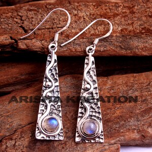 Moonstone Gemstone Earring,925 Sterling Silver Jewelry,Handmade Earring