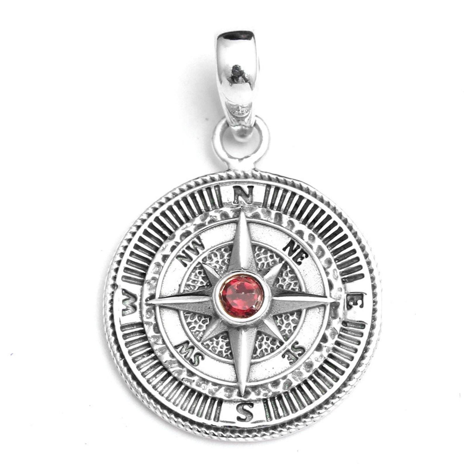 Unisex Pendant Compass Pendant 925 Sterling Silver Handmade Etsy