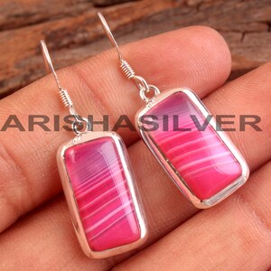Pendiente de ágata, joyería de plata, regalo de Pascua, pendiente hecho a mano, regalo para mamá, joyería para mujer