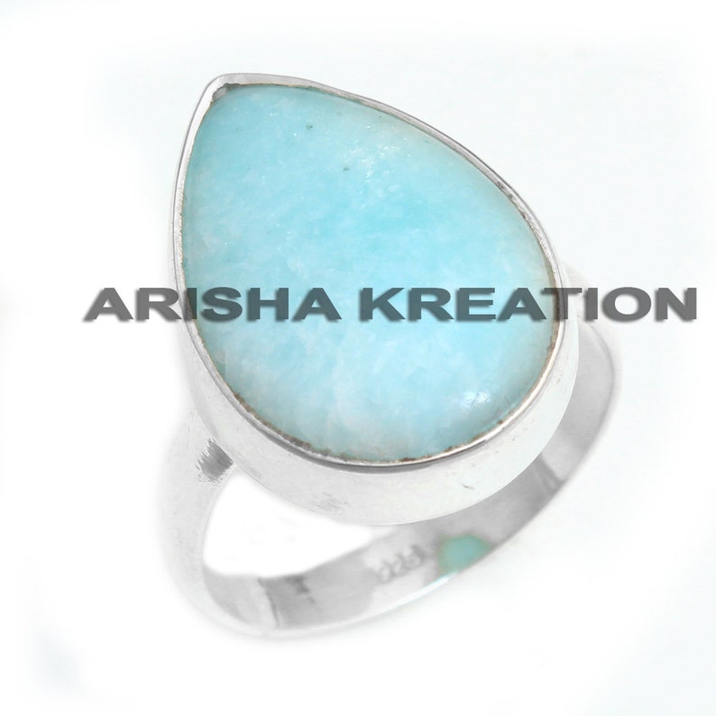 Elegant Amazonite Pear Shape Gemstone Ring For Valentine/'s Day ar6580 925 Sterling Silver Jewelry Handmade Designer Ring Size US 9