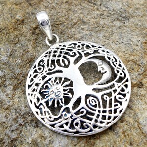 Tree of Life Pendant Sun Moon Pendant Silver Pendant 925 Sterling ...