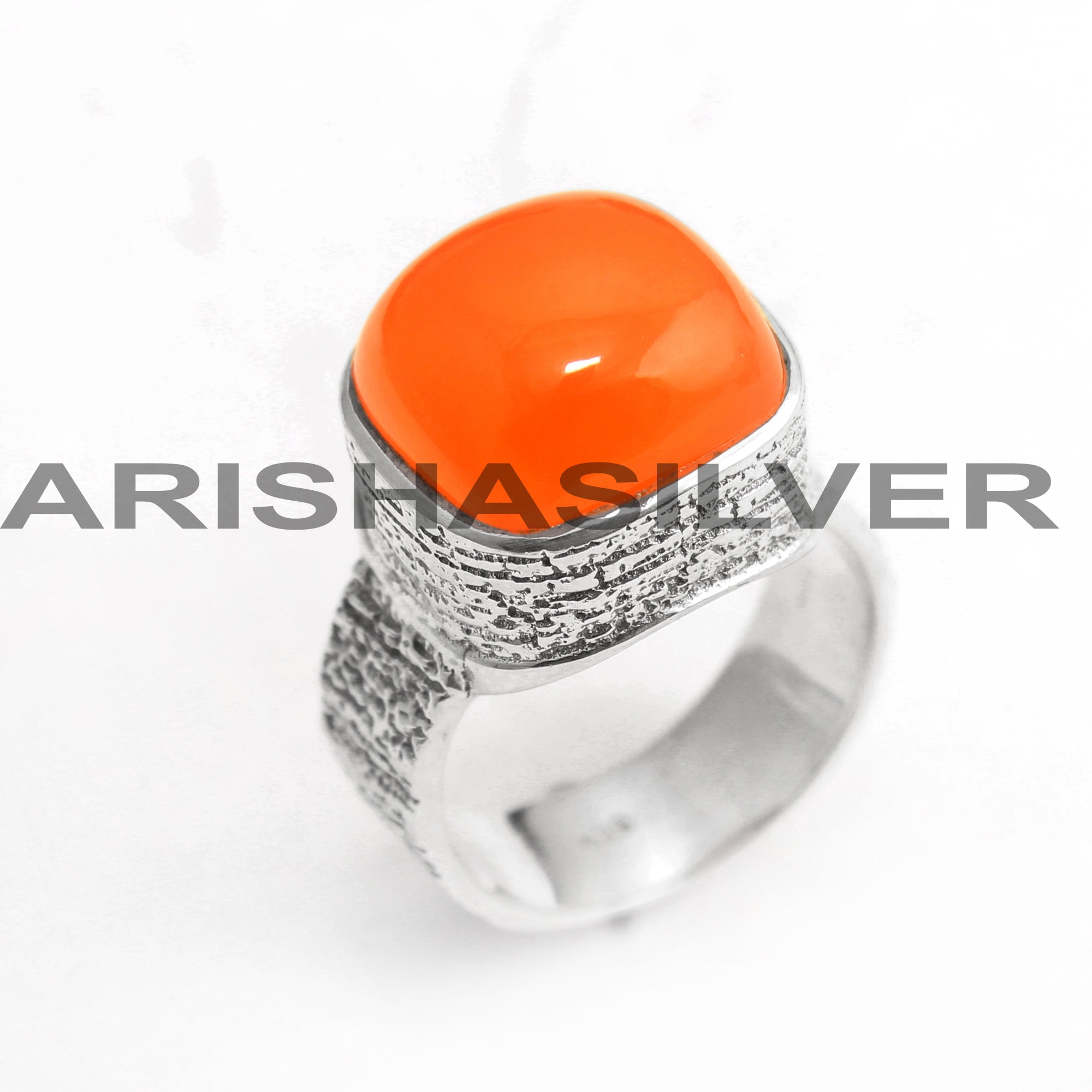 Anello Donna In Argento Sterling 925 Con Pietra Granato Marrone 10 Mm – Fatto A Mano, Taglia 23 (IT), Regalo In Confezione Protetta - 2