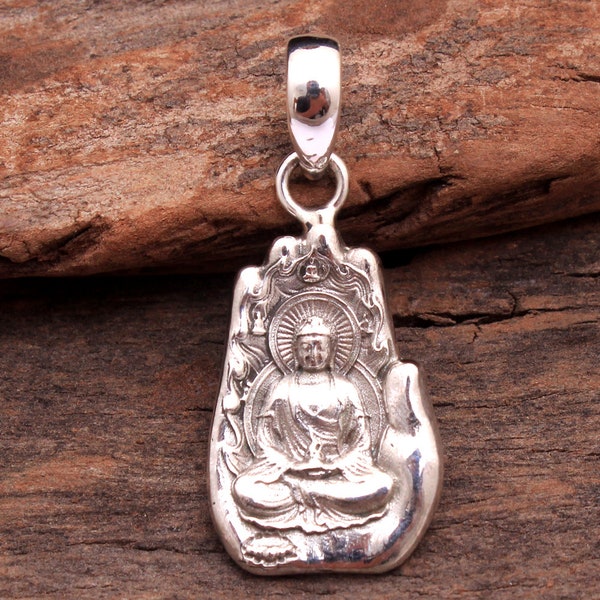 Bouddha, pendentif en argent, argent sterling 925, pendentif fait main, BIJOUX spirituels