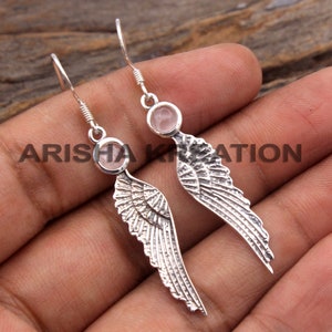 925 Silver Earring, Feather Earring, Gift For Her, Dangle Earring, Women Earring, Gemstone Earring, Unique Gift, Anniversary Gift