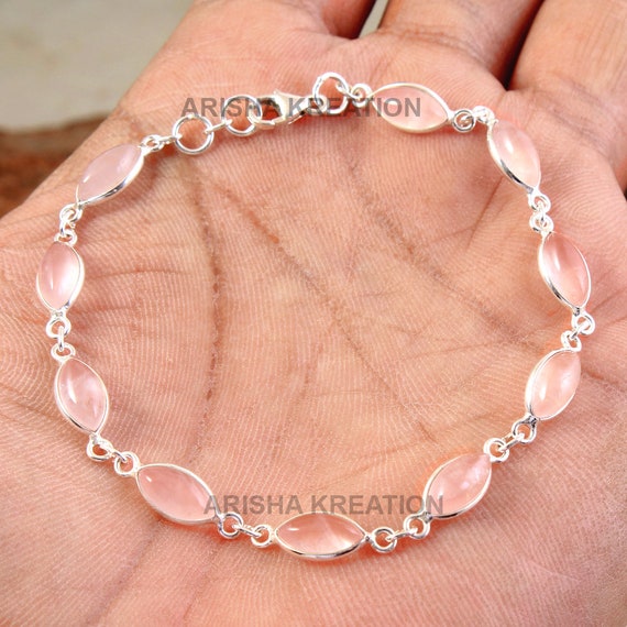 Sterling silver rose quartz bracelet Sterling silver rose quartz bracelet