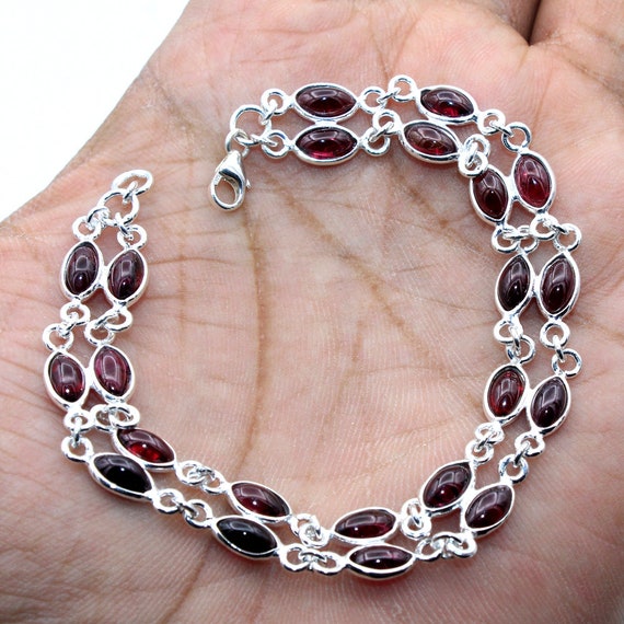 AAA Quality Mozambique Garnet Marquise Gemstone Bracelet 925 | Etsy