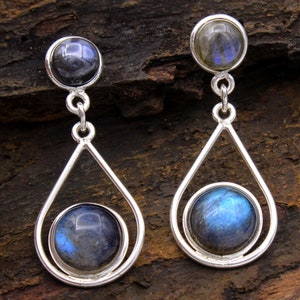 Dangle Earrings, Labradorite Moonstone Earrings , Drop & Dangle Earrings , 925 Sterling Silver , Gifts For Her, Handmade Jewelry