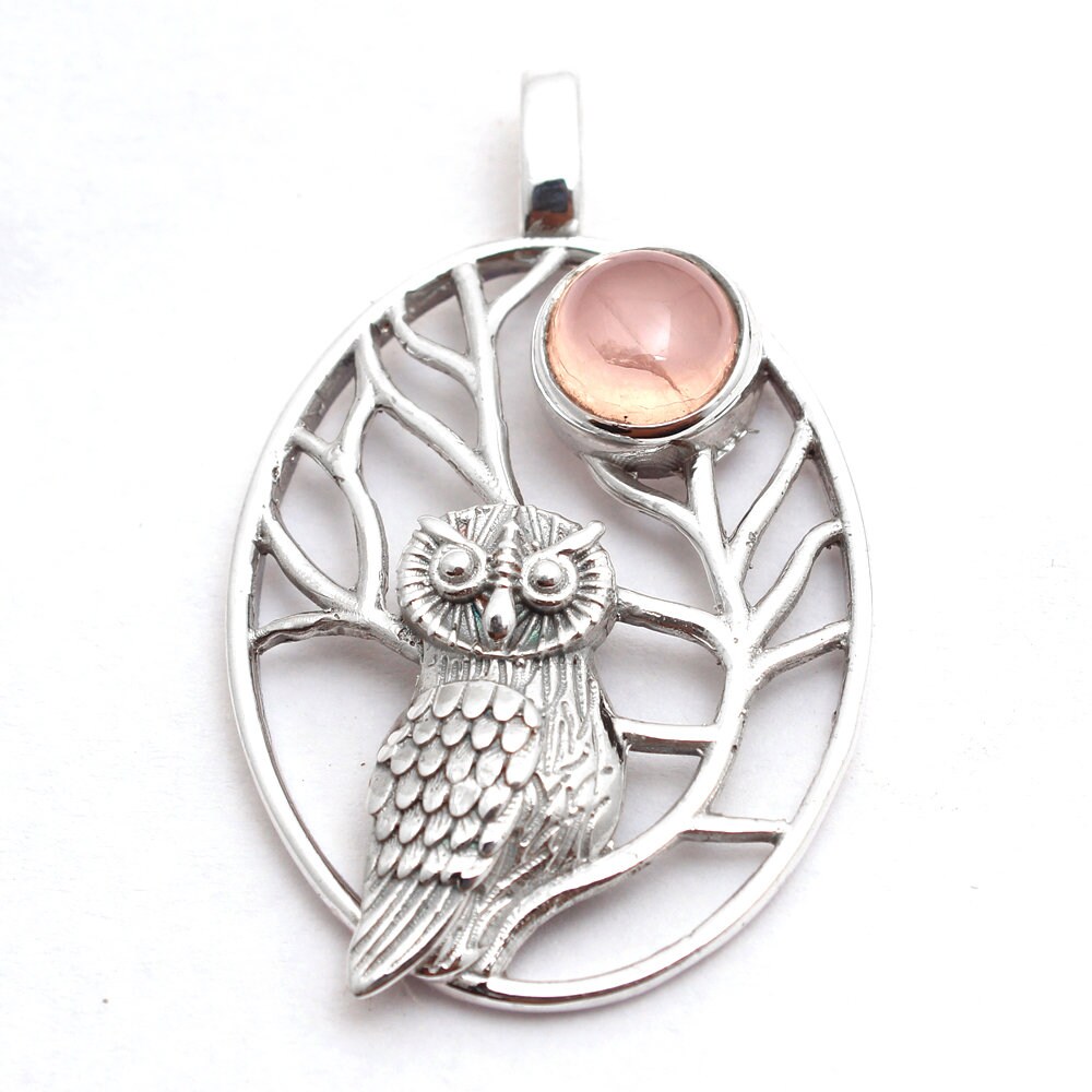 Pendentif Argent 925 Chouette Sur Lune Arc-en-ciel - Bijou Fin, Neuf Avec étiquettes, Thaïlande