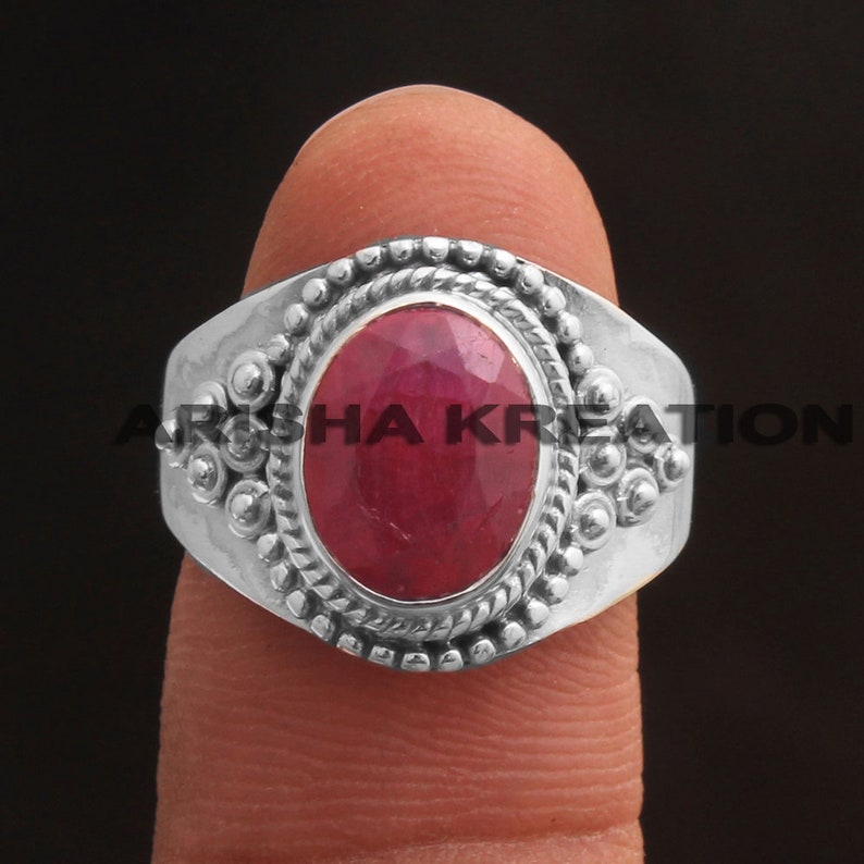 Kashmir Ruby Oval Shape Gemstone Ring For Valentine/'s Day Gift ar6505 925 Sterling Silver Handmade Designer Ring Jewelry US Size 8