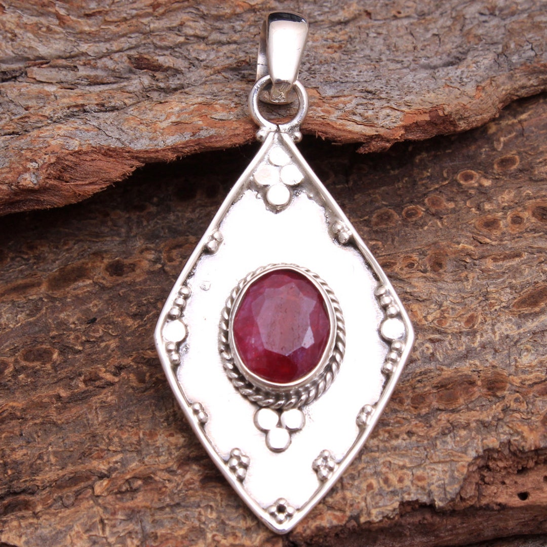 Faceted Kashmir Ruby Gemstone Adorable Pendant for Gift 925 - Etsy