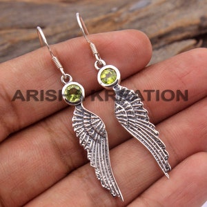 925 Silver Earring, Feather Earring, Gift For Her, Party Ring, Designer Earring, Unique Gift, Dangle Earring, Gemstone Earring
