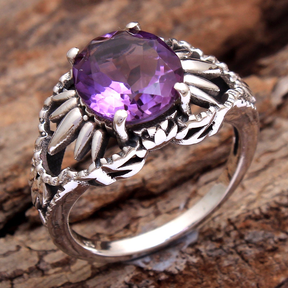 Anello In Argento 925 Con Ametista Viola E Perla, Zirconia Cubica, Taglie 5-9, Gioiello Regalo In Confezione Elegante