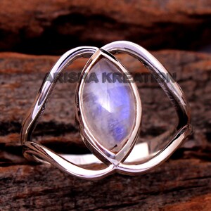 Moonstone Marquise Shape Gemstone Ring For Gift - 925 Sterling Silver Handmade Designer Ring- Multi Stone Variation