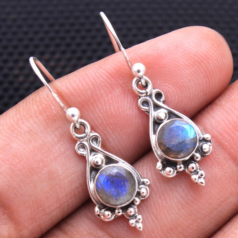 Valentine Gift Jewelry For Her Handmade Silver Earring Jewelry Labradorite Natural Gemstone 925 Sterling Silver Drop Dangle Earring