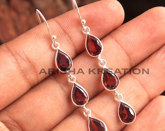 Boucles d'oreilles en argent 925, Boucles d'oreilles pour femmes en pierres précieuses, Boucle d'oreille en pierre de poire, Variation de plusieurs pierres, Cadeau pour elle, Boucles d'oreilles de mariage