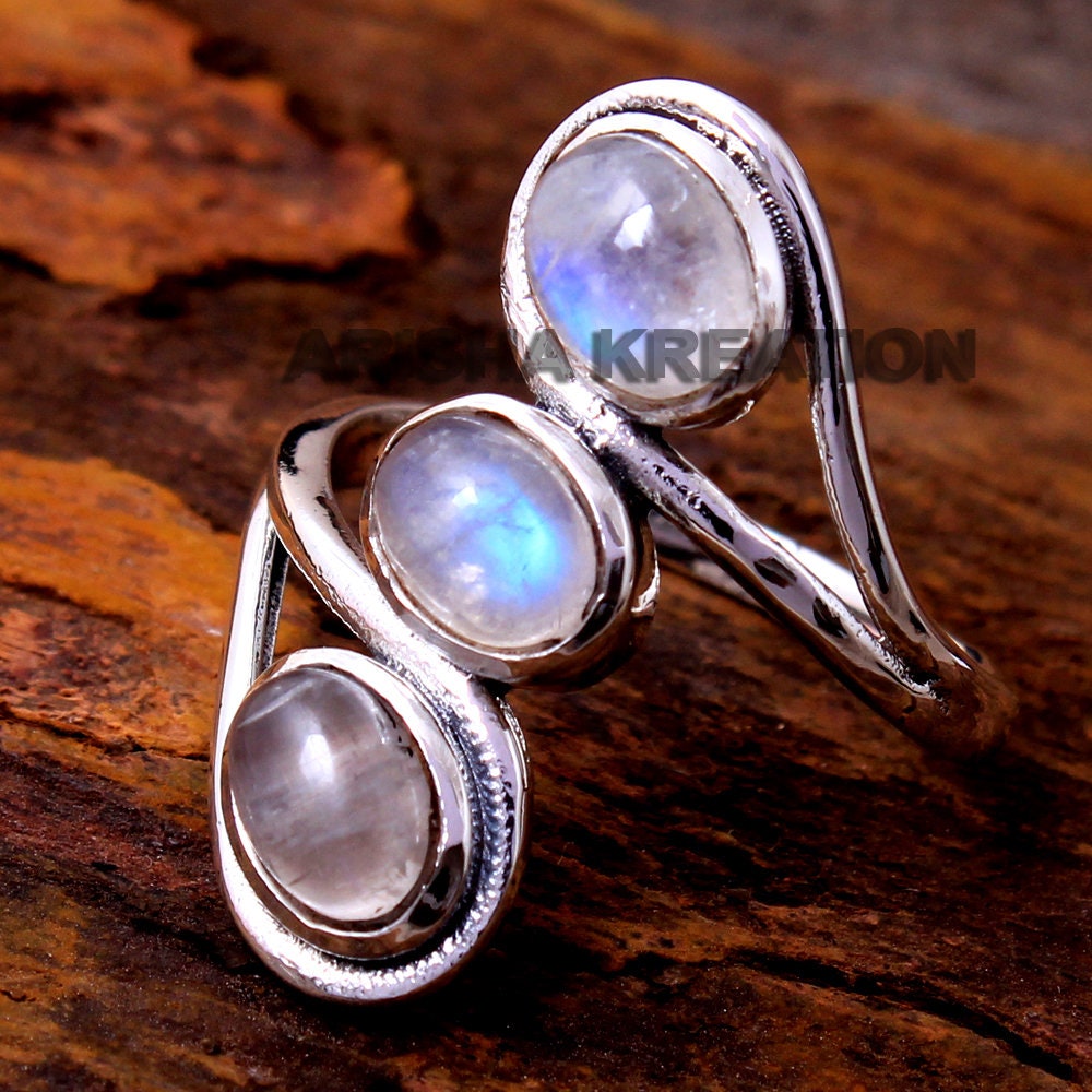 Natural Moonstone Oval Shape Gemstone Ring for Black Friday