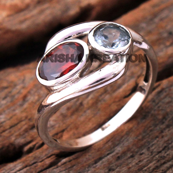 Blue Topaz/Garnet Stacking Ring Blue Topaz/Garnet Stacking Ring
