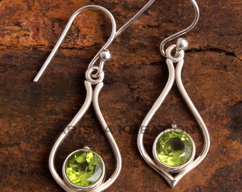 Handmade Sterling Silver Peridot Dangle Earrings