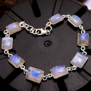 Silber Armband, Mondstein, Labradorit Armband, Geschenk für sie, Sterling Silber, handgemachter Schmuck, Valentinstag
