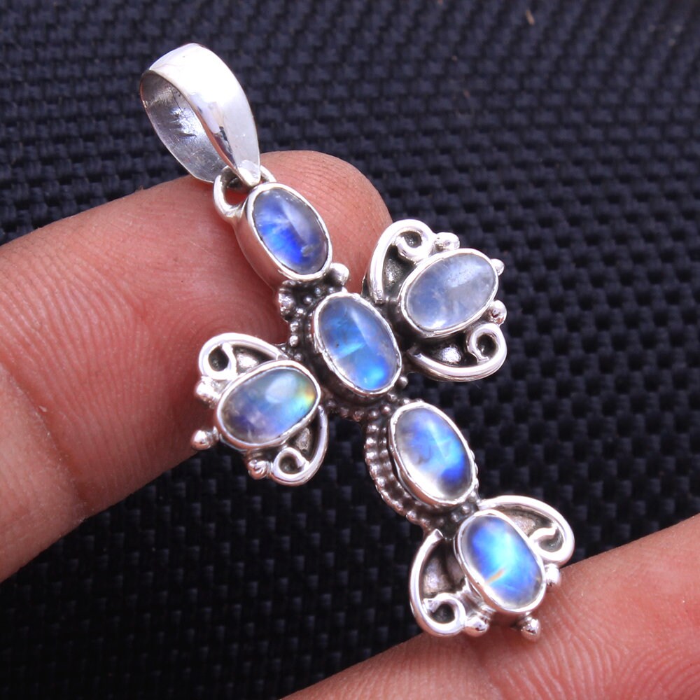 Pendentif En Argent 925 Croix Avec Grenat Central Et Grenats/marcassites Sur Les Bras - Neuf Avec étiquettes