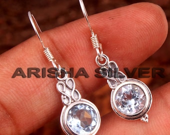 Handmade Sterling Silver Blue Topaz Earrings, Women's Jewelry