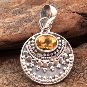Handmade Jewelry, Gemstone Pendant, Citrine Pendant, Silver Pendant, Valentine's Day Gift, Women Pendant