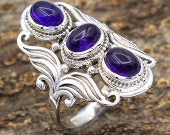 Bague Argent 925 7 Chakras Avec Pierres Naturelles - Taille 54, 6g - Améthyste, Iolite, Péridot, Etc. - Neuf Sans Emballage