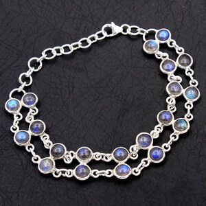 Sterling Silber, Labradorit Edelstein Armband, Designer Armband, handgemachter Schmuck