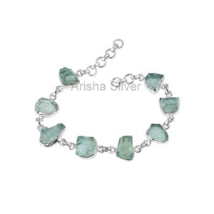 Raw Aquamarine Bracelet, Aquamarine Jewelry, Unique Gift For Her, 925 Sterling Silver, Women Jewelry, Wedding Gifts