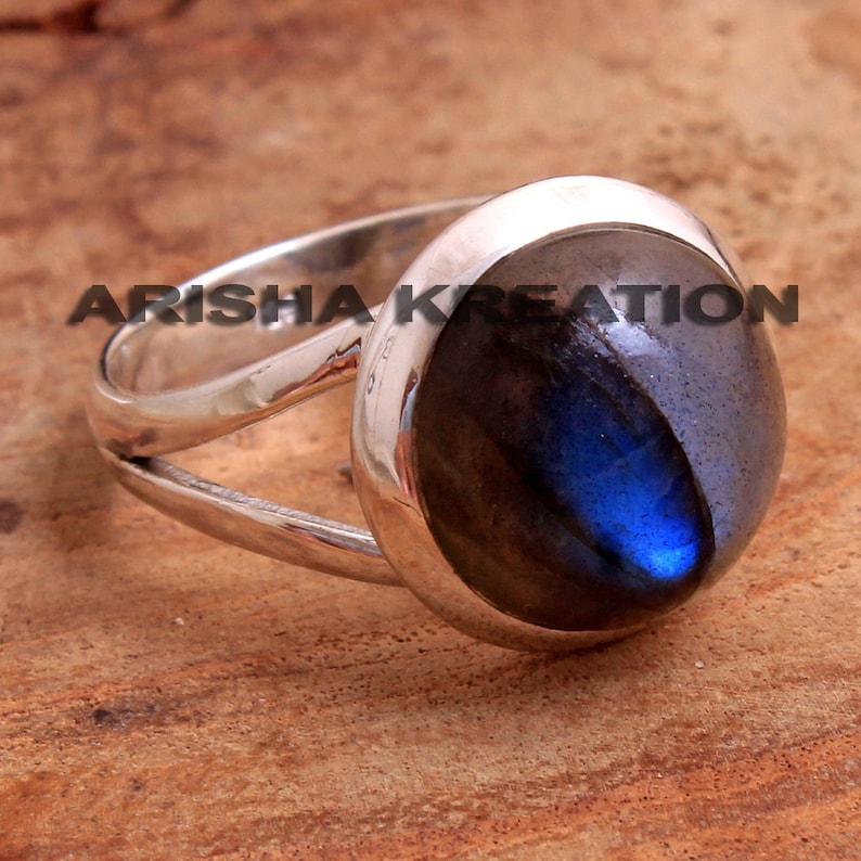 925 Sterling Silver Handmade Designer Unisex Ring Jewelry US Size 8 ar6726 Elegant Labradorite Round Shape Gemstone Ring For Easter