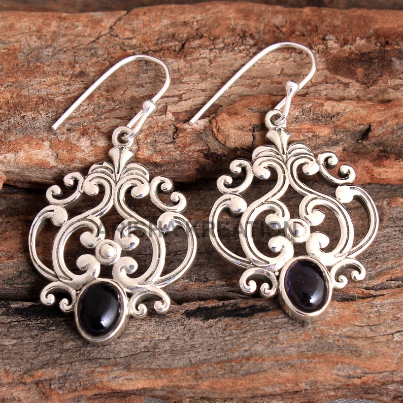 ae5014 925 Sterling Silver Handmade Designer Pretty Earring Jewelry Length 1.75 Iolite Oval Shape Gemstone Earring For Easter Sale