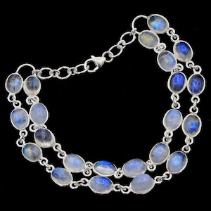 Moonstone Gemstone, Sterling Silver bracelet , handmade jewelry ,Christmas gift,