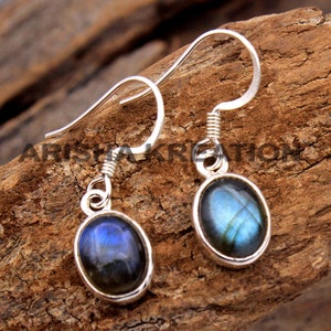 Labradorit Ohrringe, 925 Silber Ohrringe, Multi Edelstein Variation, handgemachte Ohrringe, Geschenk für sie, Frauen Ohrringe