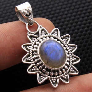 Pendentif en argent pour femme, pendentif pierre de lune labradorite, pendentif fait main, cadeau pour elle, pendentif de créateur, cadeau maman