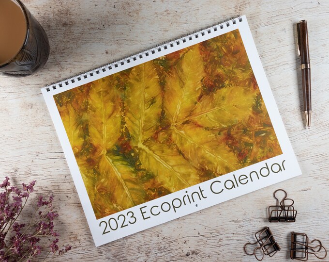 Colourful Wall Calendar, 11 x 17 Ecoprint Calendar, Botanical Contact Print Calendar, New Year’s Gift