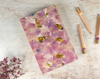 Botanically Dyed Sketchbook or Art Journal with Blank Pages, Handbound with Coptic Stitch, One-of-a-Kind Gift, Nature’s Colors, Ecofriendly