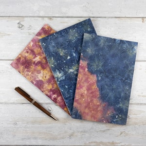 Handbound Notebook with Botanically Dyed Ecoprint Covers, Lined Pages Inside, Unique Gift for Writer, Ecofriendly Natural Colours