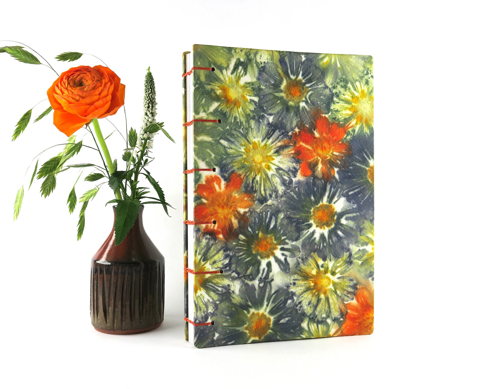 Diario atado a mano Cubierta teñida de flores Regalo de | Etsy