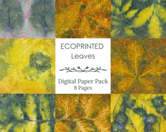 Leaf Digital Ecoprints, Ecodyed Printable Papers, For Mixed Media Art, Journal Pages, Collage Fodder, Cardmaking, Papercraft and More