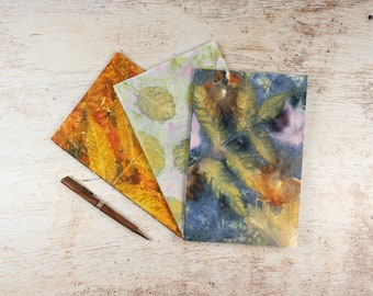 Botanically Dyed Handbound Notebook, Leaf Ecoprint Covers, Blank Pages Inside, Softcover Sketchbook, Personalized Gift for Artist