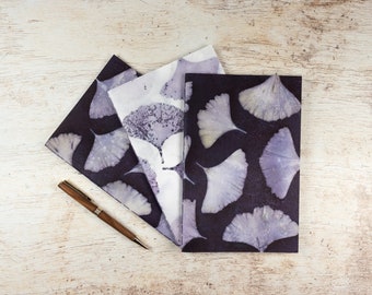 Handbound Notebook with Ginkgo Leaf Ecoprint Covers with Blank Pages Inside, Handbound Sketchbook, Personalized Gift for Artist, Writer Gift